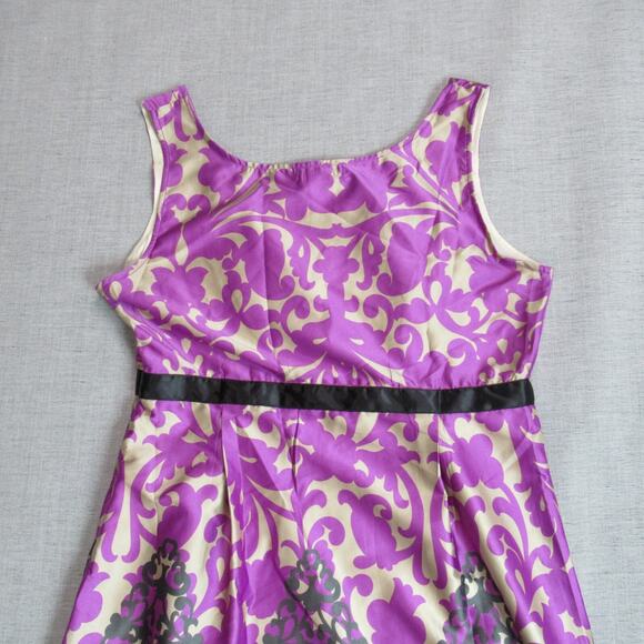 dELiAs Dress Womens Size 9 Purple Gray Tan Satin Conservative Elegant Cocktail - Picture 6 of 12